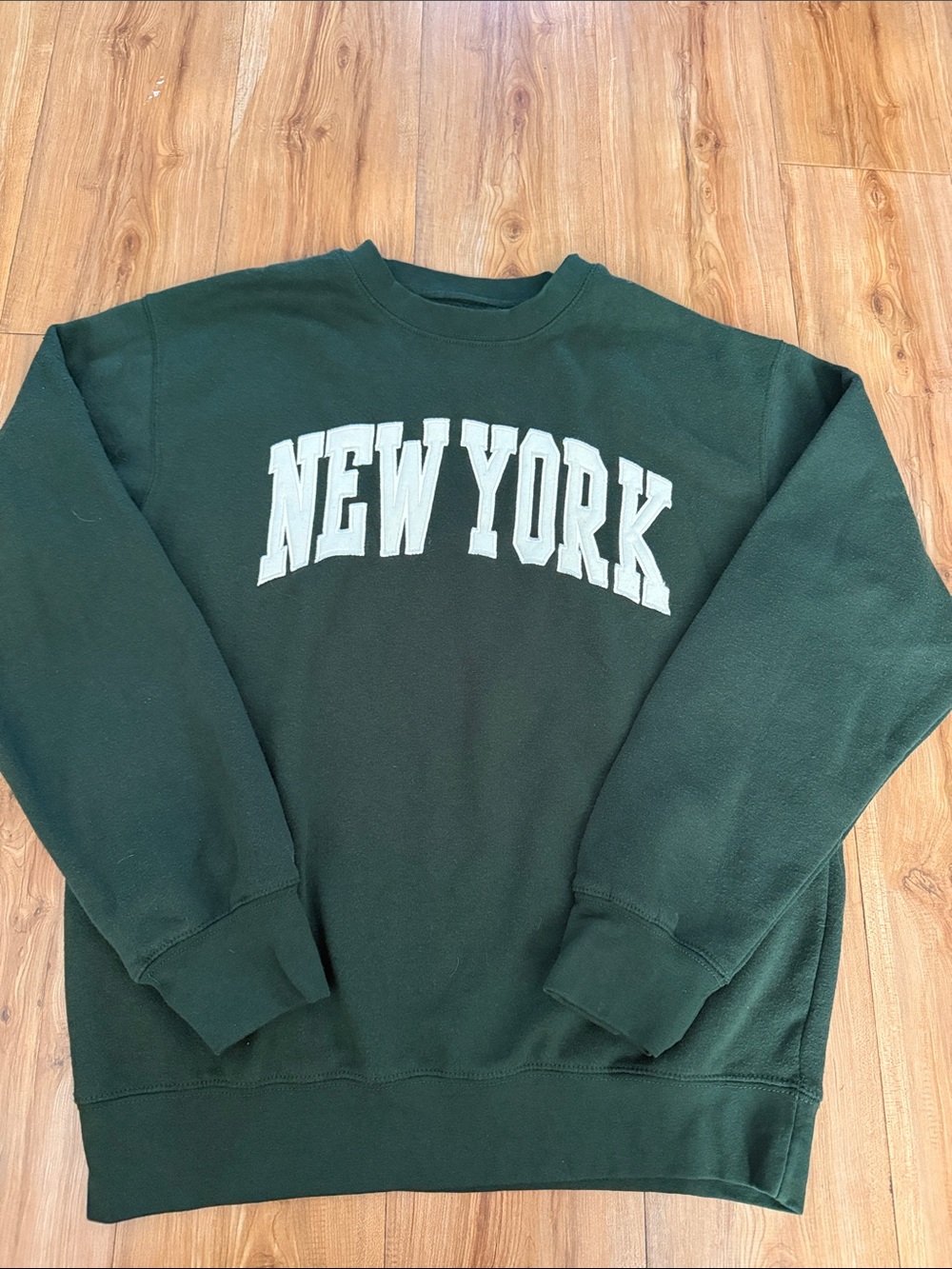 Men's Forest Green Crewneck Sweatshirt with NEW YORK Lettering